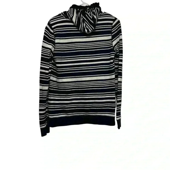 Quicksilver Vintage 90”s look Navy and White Striped zip up Hoodie Size M - Picture 3 of 4